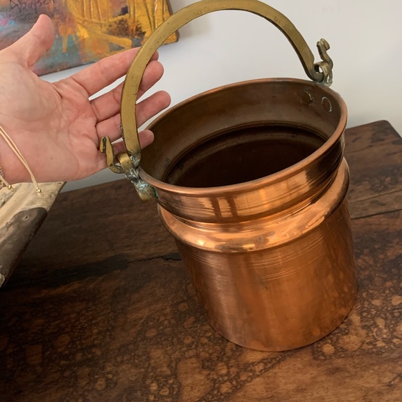 Sold Vintage copper pit with brass handle - Picture 1 of 6